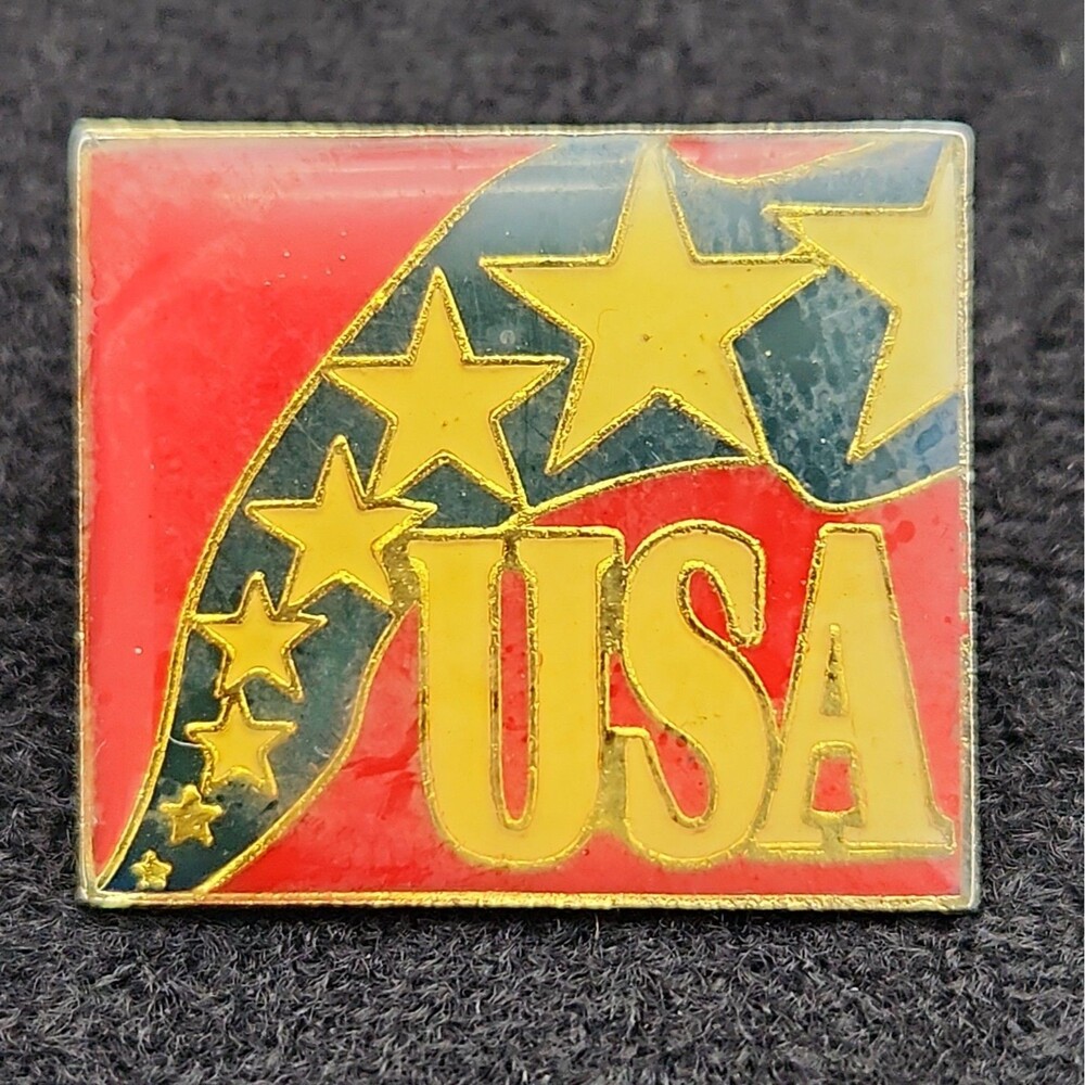 Pin USA Sports Olympic 1992 Lapel Pinback Patriotic VTG Collectible Gold Tone